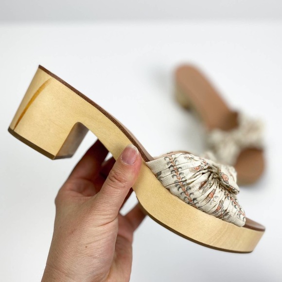 Loeffler Randall Shoes - NEW Loeffler Randall Regina Knotted Floral Canvas Wood Clogs Size 7